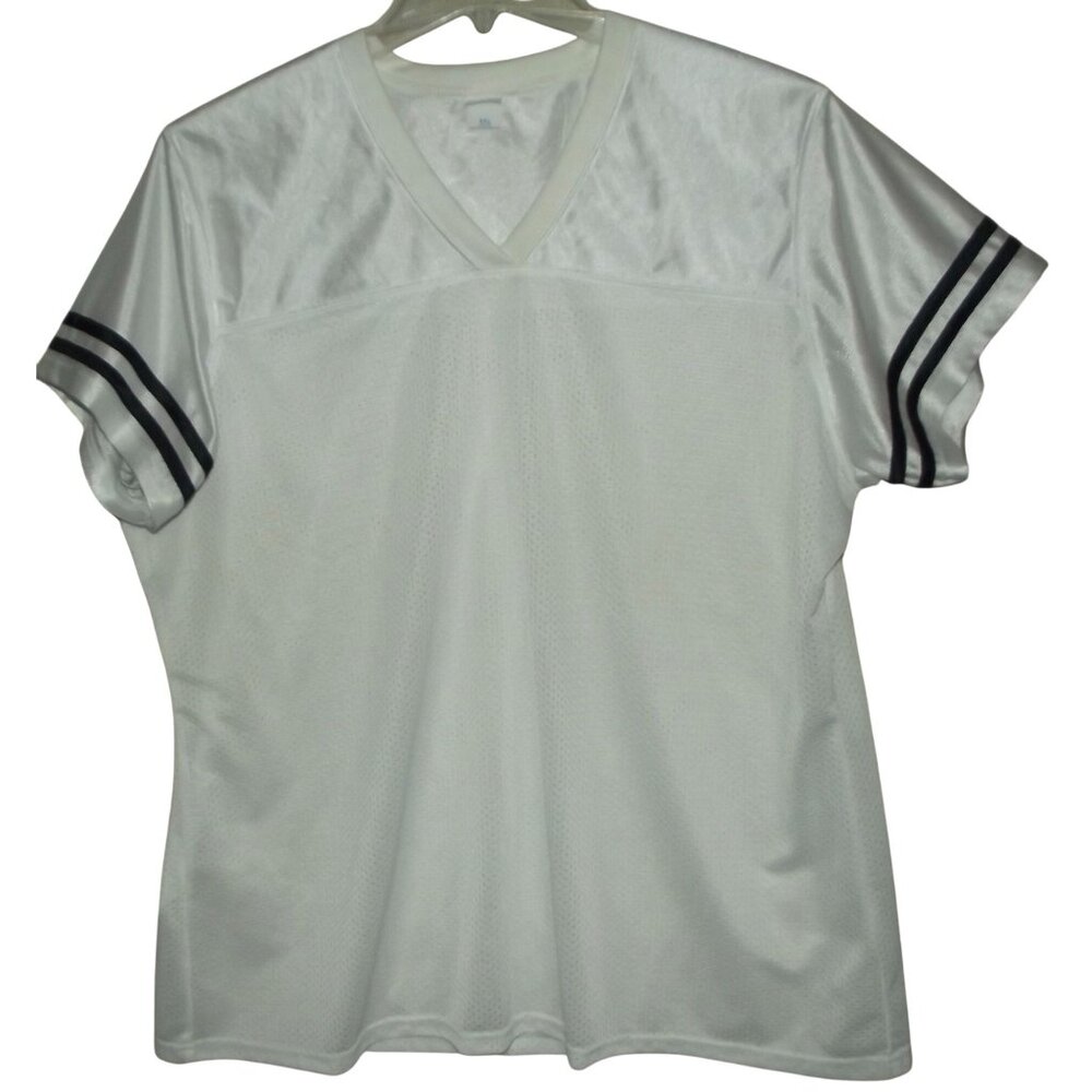 Sport-Tek Jersey Shirt Ladies 3XL White Black Mesh V-Neck shirt top